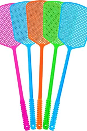 Fly Swatter,5 Pack Plastic Heavy Duty Manual Fly Killer, Long Handle Flyswatter, Large Bug Swatters That Work for Indoor and Outdoor