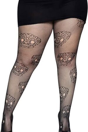 womens Micro Net Skull Fishnet Tights