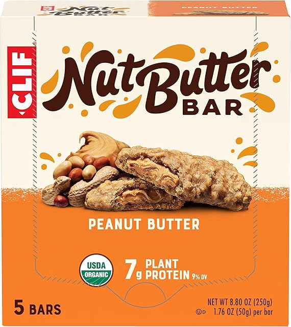 CLIF Nut Butter Bar - Peanut Butter - Filled Energy Bars - Non-GMO - USDA Organic - Plant-Based - Low Glycemic - 1.76 oz. (5 Pack)