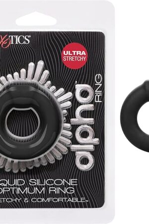 CalExotics Alpha Liquid Silicone Optimum Ring  Male Enhancement Support Ring Silicone Sex Toys for Men  Black