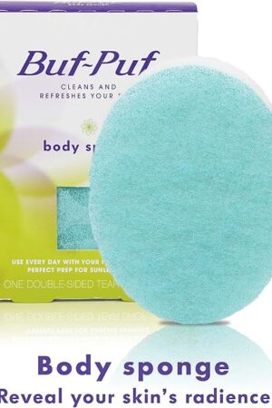 Buf-Puf Body Sponge, Bath Sponge, Dermatologist Developed, Cleanses Skin of Dirt, and Excess Oil, Reusable, Exfoliating, 1 Count