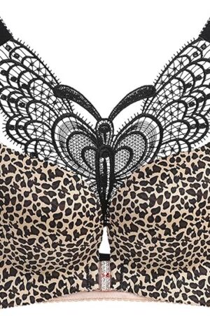 Women Butterfly Bra Front Closure Wireless Sexy Push Up Bra for Thin Fashionable Casual Convertible Bra Soft Everyday Bra Gold