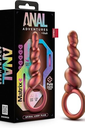 Blush Novelties Anal Adventures Priestess 5.25 Inch Swirled Anal Plug with Easy-Pull Loop  UltraSilk Texture, Tapered Head, Platinum-Cured Silicone  Perfect Anal Sex Toy for Men, Women, and Couples