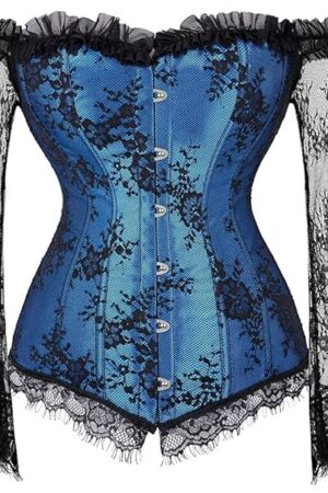 Corset Tops for Women with Sleeves Bustier Tank Overlay Lace Floral Sexy Costumes