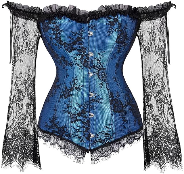 Corset Tops for Women with Sleeves Bustier Tank Overlay Lace Floral Sexy Costumes