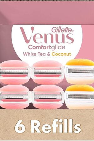 Gillette Venus ComfortGlide White Tea 4 count, with Gillette Venus ComfortGlide plus Olay 2 count, Women's Razor Blade Refills