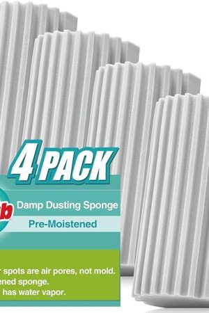 4 Pack Damp Dusting Sponge Duster, Grey Dust Cleaning Sponge, Reusable Household Cleaning Sponge Tool for Blinds, floorboards, Fan Blades, Vents, Glass, Railings, Mirrors