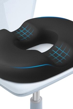 BlissTrends Donut Pillow Seat Cushion,Donut Chair Cushions for Postpartum Pregnancy & Hemorrhoids,Tailbone Pain Relief Cushion,Memory Foam Lifting Cushions for Office&Home Chairs (Black)