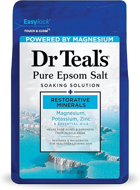 Dr Teal's Pure Epsom Salt, Restorative Minerals with Magnesium, Potassium & Zinc, 3 lbs
