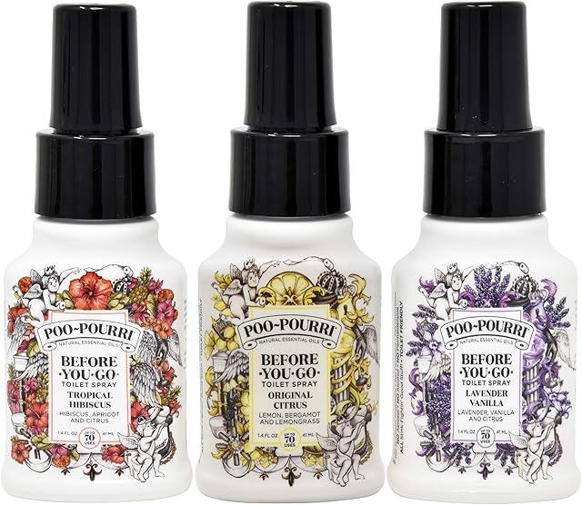 Poo-Pourri Original Citrus,Lavender Vanilla, and Tropical Hibiscus 1.4 Ounce Set