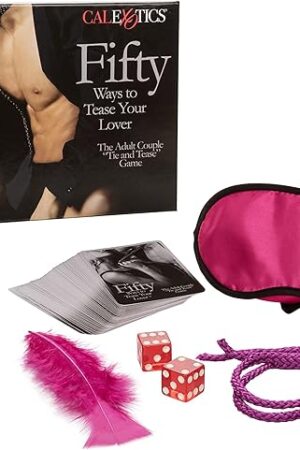 CalExotics Fifty Ways to Tease Your Lover ?Sex Card Game with Blindfold Restraint Rope Dice & Feather Tickler Adult Sex Toys For Couples