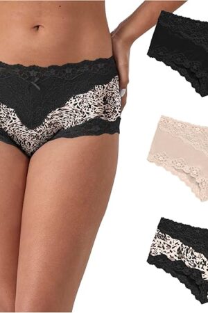 Cheeky, Lace Hipster Panties, Sexy Underwear for Women, 3-Pack