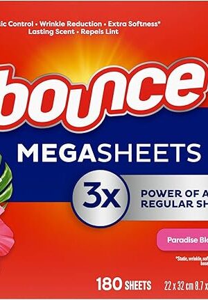 Bounce Mega Dryer Sheets, Paradise Blossom, 180 Count, Bounce Dryer Sheets