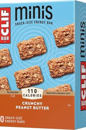 CLIF BAR Minis - Crunchy Peanut Butter - Made with Organic Oats - 5g Protein - Non-GMO - Plant Based - Snack-Size Energy Bars - 099 oz (20 Pack)