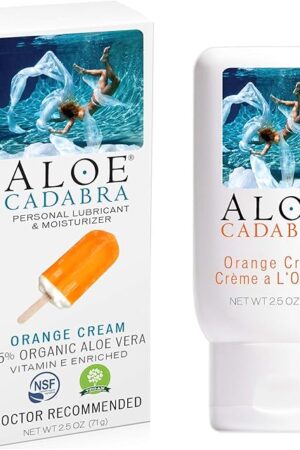 Aloe Cadabra Flavored Personal Lubricant and Vaginal Moisturizer, Organic Edible Aloe Lube for Men, Women and Couples, Non-Staining, pH Balanced, Toy Compatible (Orange Cream, 2.5 Ounces, 1 Pack)