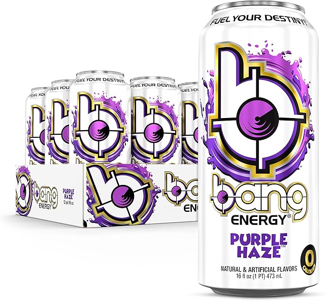 Bang Energy Purple Haze, Sugar-Free Energy Drink, 16 Ounce (Pack of 12)
