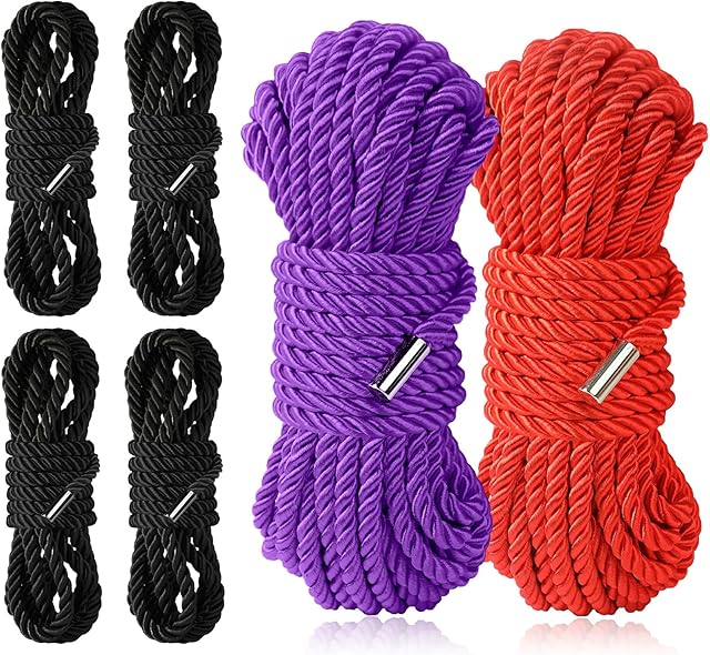 BDSM Shibari Sex Bondage Restraint Rope - Soft Tie-Ups for Women, Long Restraining Multipurpose Sex Restraints, Adult Sex Toys for Women, Men & Couples (4x65ft +2x16ft)