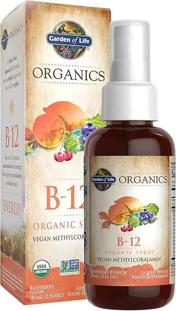 Garden of Life Organics B12 Vitamin - Whole Food B-12 for Metabolism and Energy, Raspberry, 2oz Liquid