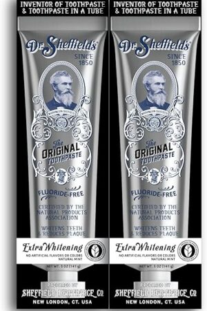 Dr Sheffield?s Certified Natural Toothpaste (Extra-Whitening) - Great Tasting, Fluoride Free Toothpaste/Freshen Your Breath, Whiten Your Teeth, Reduce Plaque (2-Pack)