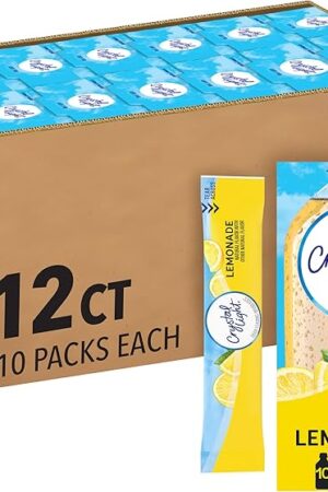 Crystal Light Lemonade Naturally Flavored Powdered Drink Mix, 120 ct Pack, 12 Boxes of 10 On-the-Go-Packets