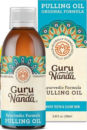 GuruNanda Original Oil Pulling Mouthwash, Promotes Deep Cleaning, with Coconut & Sesame for Teeth & Gum Health & Fresh Breath, Alcohol-Free, 8.45 Fl Oz
