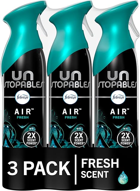Febreze Air Mist Air Freshener Spray, Odor-Fighting Room Spray, Air Fresheners for Home and Bathroom and Kitchen, Aerosol Can, Unstopables Fresh Scent, 88oz, 3 Count