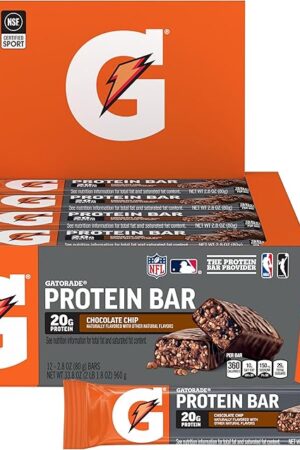 Gatorade Whey Protein Recover Bars, Chocolate Chip, 28 ounce(Pack of 12)