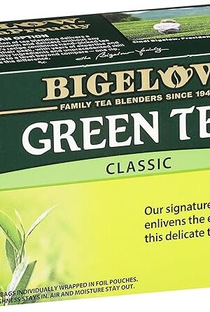 Bigelow Tea Classic Green Tea, Caffeinated Tea, 20 Count Box (Pack of 6), 120 Total Tea Bags