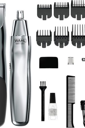 Wahl Groomsman Rechargeable Beard Trimmer kit for Mustaches, Nose Hair, and Light Detailing and Grooming with Bonus Wet/Dry Battery Nose Trimmer ? Model 5622v