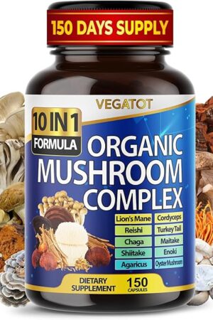 10 in 1 High Strength Mushroom Supplement - Lions Mane, Cordyceps, Reishi - Brain Supplements for Memory and Focus ** 5-Month Supply