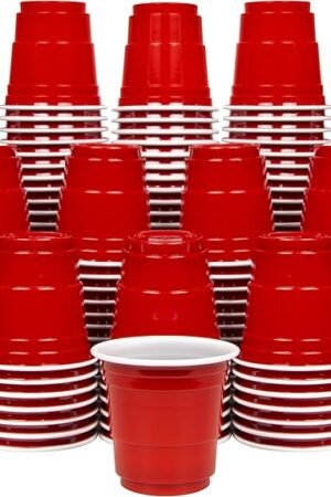GoPong 200 Pack 2 oz Plastic Shot Cups - Mini 2oz Party Cups, Red