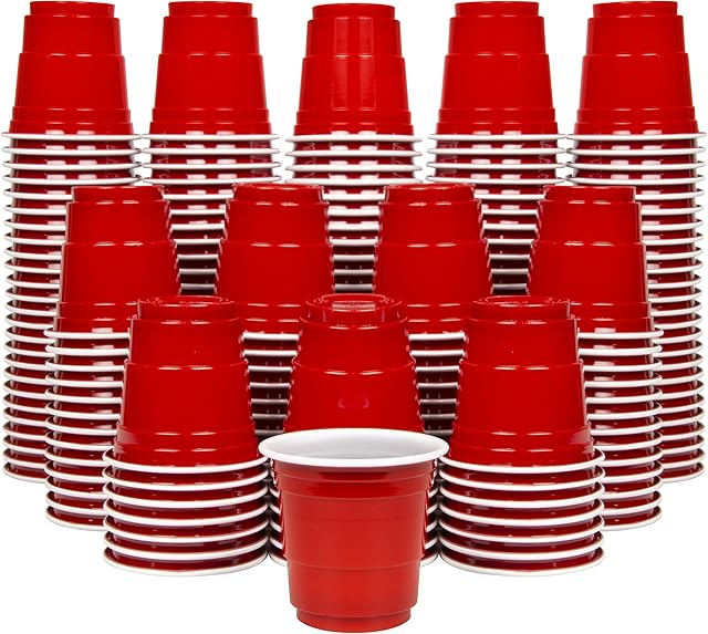 GoPong 200 Pack 2 oz Plastic Shot Cups - Mini 2oz Party Cups, Red