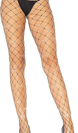 Women's Gunmetal Studded Fishnet Tights