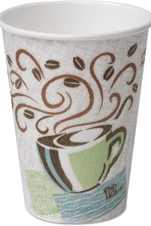 Dixie PerfecTouch 12 oz Paper Coffee Cups By GP PRO, Coffee Haze Design, 500 Count (25 Disposable Cups Per Sleeve, 20 Sleeves Per Case), 5342DX