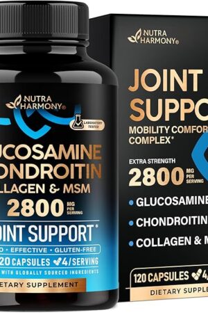 Glucosamine Chondroitin MSM Collagen | FSA HSA Eligible | Joint Support Supplement 2800 mg | Made in USA | FSA Approved Product Items | Flexibility Nutritional Vitamins | For Men & Women, 120 Capsules