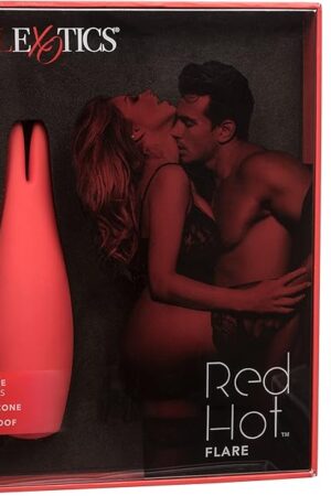 CalExotics Red Hot Flare - 10-Function Waterproof Vibrator  Rechargeable Silicone Compact Teaser Vibe  Adult Sex Massager for Couples - Red