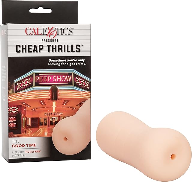 CalExotics Cheap Thrills The Good Time - Travel Sized Male Masturbator - Silicone Masturbation Sleeve - 4.75-Inch Adult Male Sex Toy - Ivory