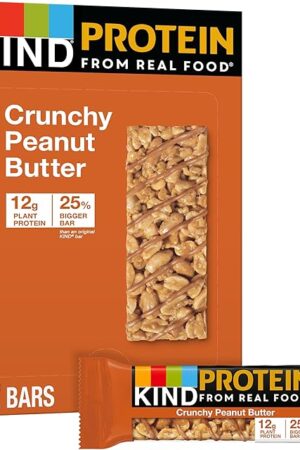 KIND Protein Snack Bar, Crunchy Peanut Butter, Healthy Snacks, Gluten Free, 12g Plant Protein, 12 Count