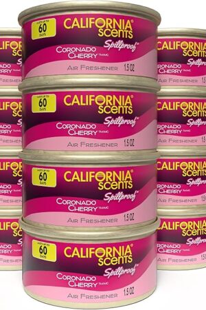 Can Air Freshener and Odor Neutralizer by California Scents, Set of 12 Spillproof Cans for Home and Car, Coronado Cherry, 15 Oz Each
