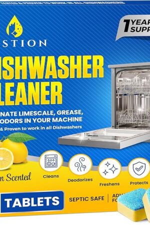 Dishwasher Cleaner Tablets - 24 Tablets (1-Year Supply) Lemon-Scented, Heavy Duty Cleaning Descaler Pods for Dish Washer, Deep Cleans & Maintains Your Dishwashing Machine for Optimal Performance