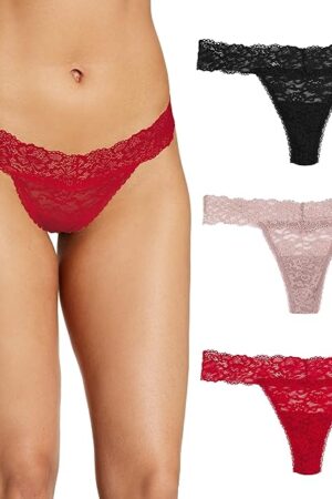 Women's All Over Lace Thong 3 Pack