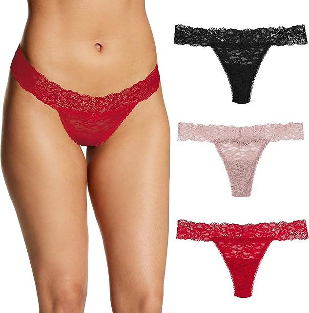 Women's All Over Lace Thong 3 Pack