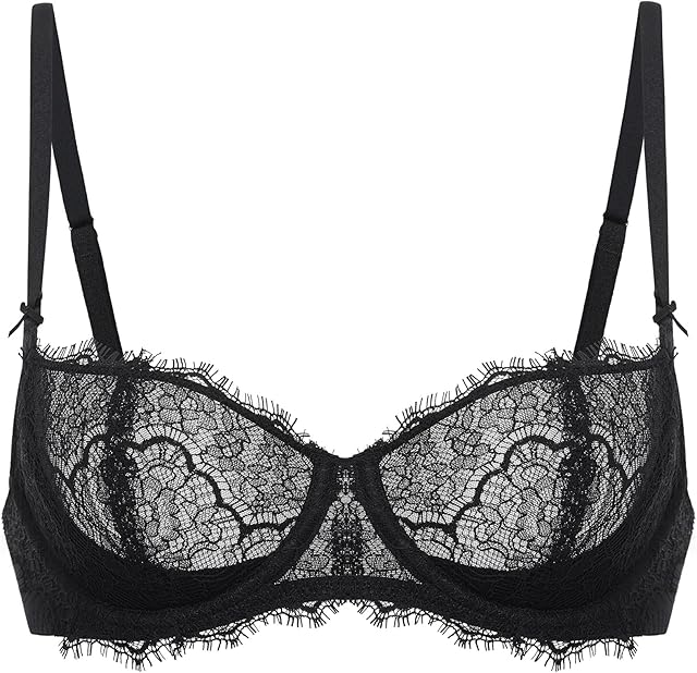 Women's Balconette Sexy Unlined Bra Lace Push Up Plus Size Bras See Through Underwire