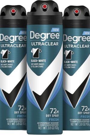 Degree Men Antiperspirant Spray Black + White 3 Count Protects from Deodorant Stains Instantly Dry Spray Deodorant 38 oz