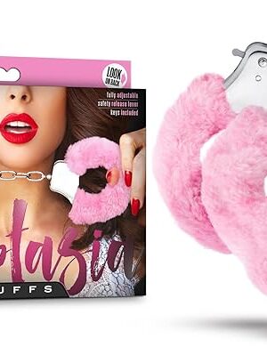 Blush Novelties Sex Toys ? Temptasia Faux Fur Metal Hand Cuffs ? Adjustable Double Lock Wrist Restraints with Keys & Safety Release ? Heavy Duty Fantasy Bondage Kinky Play ? Couples, BDSM ? Pink