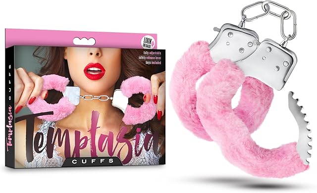 Blush Novelties Sex Toys ? Temptasia Faux Fur Metal Hand Cuffs ? Adjustable Double Lock Wrist Restraints with Keys & Safety Release ? Heavy Duty Fantasy Bondage Kinky Play ? Couples, BDSM ? Pink
