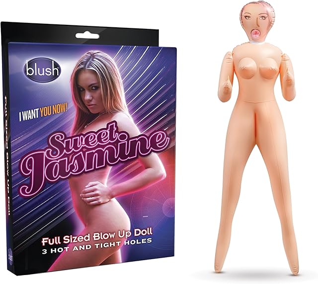 Blush X5 Men Sweet Jasmine 5'3" Life-Size Inflatable Sex Doll, 3 Penetrable Holes, Realistic PVC Oral, Anal & Vaginal Stroker, Double Trouble Masturbator Compatible Doll Adult Sex Toy for Men -(Beige)