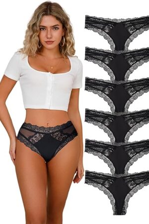 Bikinis for Women Sexy Cheeky Panties Black Comfortable White Lace Tanga Undies Invisible Ladies Micro Panty
