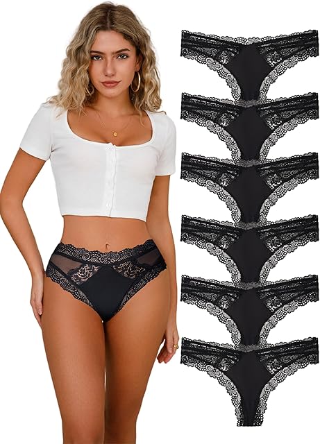 Bikinis for Women Sexy Cheeky Panties Black Comfortable White Lace Tanga Undies Invisible Ladies Micro Panty