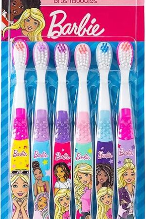 Brush Buddies 6 Pack Barbie Toothbrushes for Kids, Children's Toothbrushes, Soft Bristle Toothbrushes for Kids